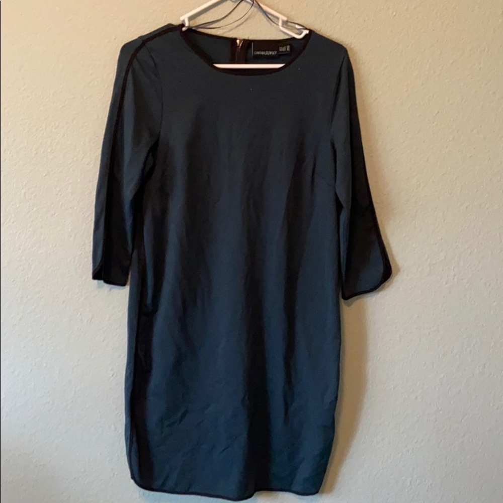 Three quartered sleeve green dress